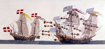 Naval Battle During the Northern Seven Years War by Danish School